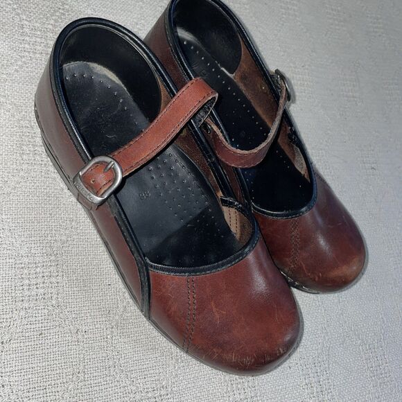 Dansko Women’s Work Mary Jane’s Size 38 U.S. 7 M Brown Leather Occupational - Picture 1 of 12